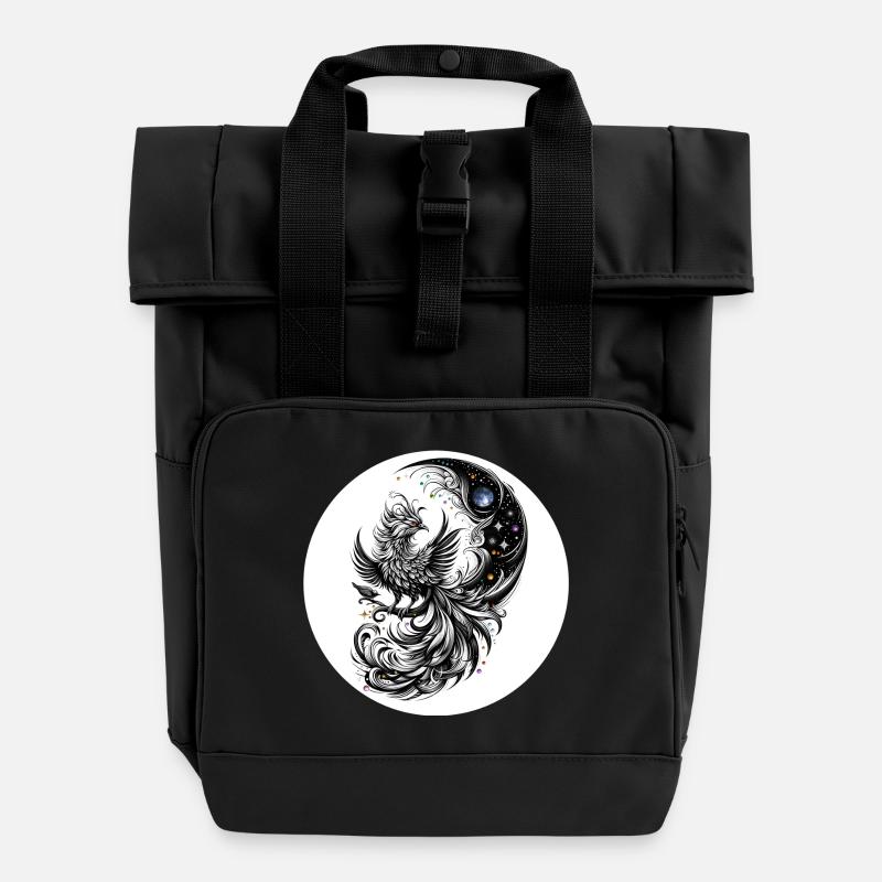Kometenphoenix im Mondkreis - Rolltop Rucksack mit zwei Griffen - Schwarz