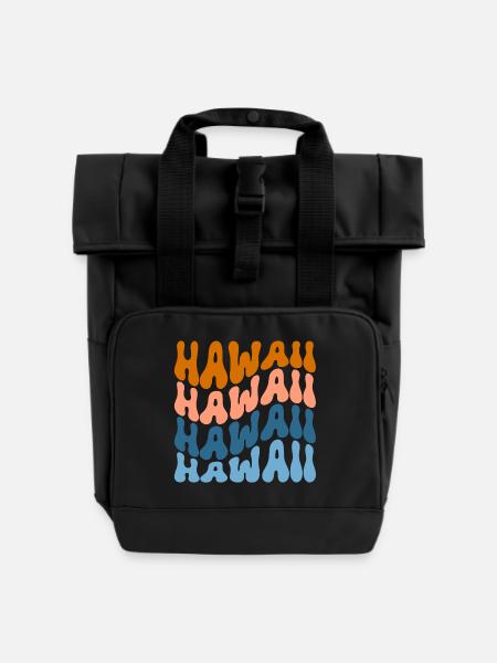 Hawaii - Rolltop Rucksack mit zwei Griffen - Schwarz