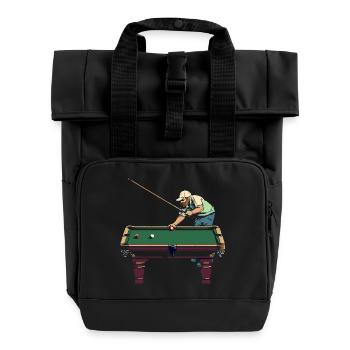 Billardspieler Pixel Art - Rolltop Rucksack mit zwei Griffen - Schwarz - Vorne