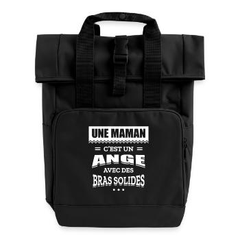 UNE MAMAN C'EST UN ANGE AVEC DES BRAS SOLIDES - Sac à dos Roll Top à deux anses - noir - Devant