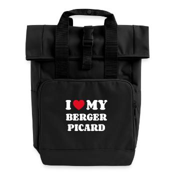 Berger Picard Berger de Picardie Hundebesitzer - Rolltop Rucksack mit zwei Griffen - Schwarz - Vorne
