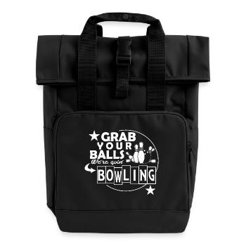 Bowling Grab your Balls - Rolltop Rucksack mit zwei Griffen - Schwarz - Vorne