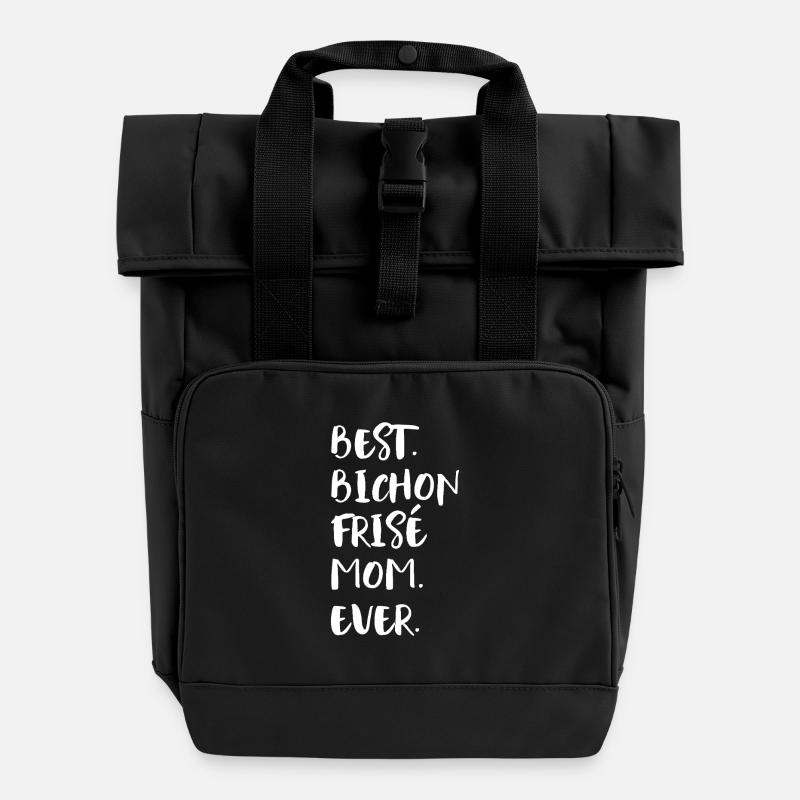 Bichon Frisé - Roll Top Backpack with Two Handles - black