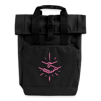 Poignée de main Main Amitié Amis - Sac à dos Roll Top à deux anses - noir - Devant