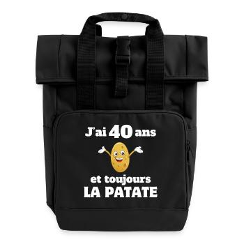 40 Jahre alt, 40 Jahre alt, ich bin 40 Jahre alt - Rolltop Rucksack mit zwei Griffen - Schwarz - Vorne
