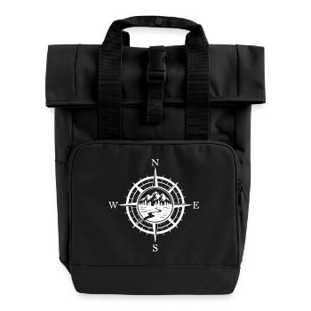 Mountains - Adventure Awaits - Roll Top Backpack with Two Handles - black - Front