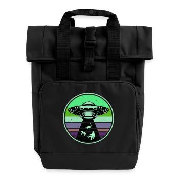 UFO-Bigfoot Nessie Einhorn - Rolltop Rucksack mit zwei Griffen - Schwarz - Vorne