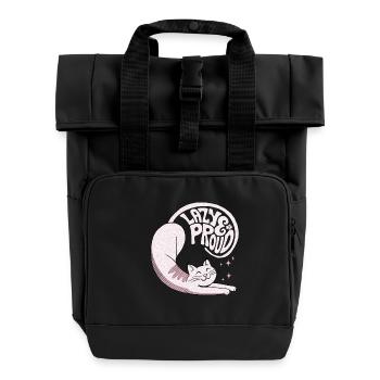 Lazy y Proud Cats - Roll Top Backpack with Two Handles - black - Front