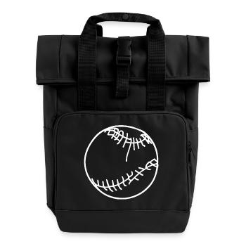 Baseball Ball Sketch - Roll Top Backpack with Two Handles - black - Front
