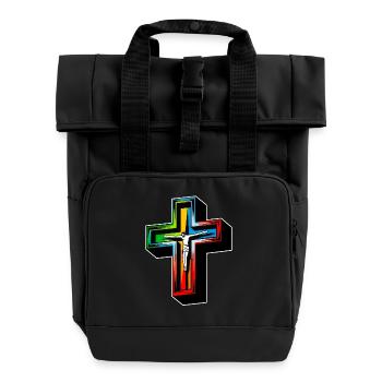 Jesus on the cross - Roll Top Backpack with Two Handles - black - Front