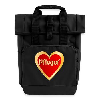 BERUF PFLEGE - HERZ PFLEGER - Rolltop Rucksack mit zwei Griffen - Schwarz - Vorne