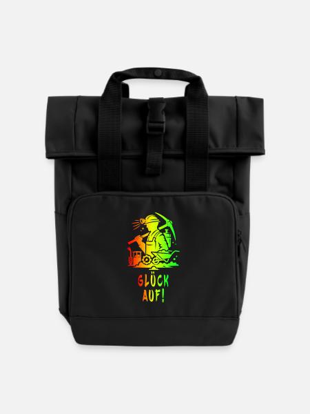 Glück Auf! Bergbau Design - Rolltop Rucksack mit zwei Griffen - Schwarz