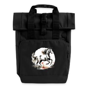 Chinesisches Sternzeichen Pferd - Rolltop Rucksack mit zwei Griffen - Schwarz - Vorne
