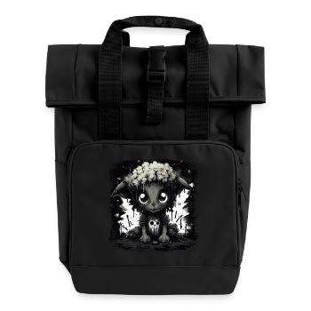 Cute Black Gothic Sheep - Roll Top Backpack with Two Handles - black - Front