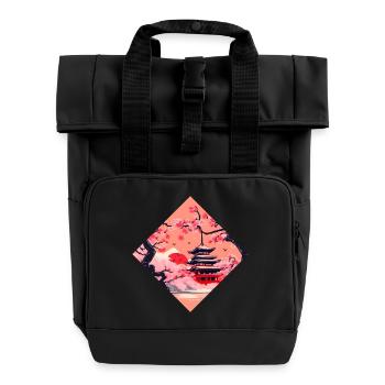 Japan World Tour Temples Culture - Roll Top Backpack with Two Handles - black - Front