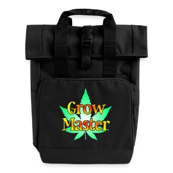 Grow Master - Cannabis - Marijuana - Marihuana - Rolltop Rucksack mit zwei Griffen - Schwarz - Vorne