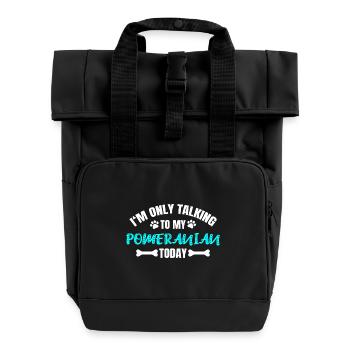 Pomeranian Zwergspitz - Rolltop Rucksack mit zwei Griffen - Schwarz - Vorne