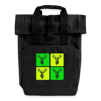 Cerf majestueux – symbole de la nature - Sac à dos Roll Top à deux anses - noir - Devant