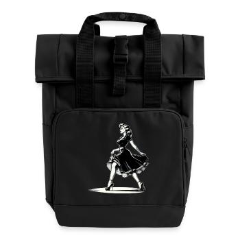 Rockabilly Style Woman Dress Pumps Retro Gift - Roll Top Backpack with Two Handles - black - Front