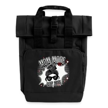 Mom Mode On – Sleep Mode Off - Roll Top Backpack with Two Handles - black - Front