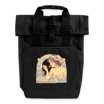Pelmeni Beautiful Woman Art Nouveau Grace Gift - Roll Top Backpack with Two Handles - black - Front
