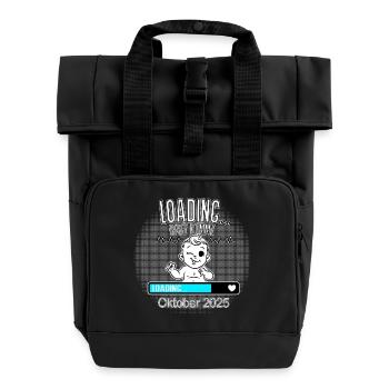 Baby lädt… Ankunft: Oktober 2025 - Rolltop Rucksack mit zwei Griffen - Schwarz - Vorne