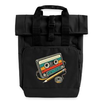 cassette vintage - Sac à dos Roll Top à deux anses - noir - Devant