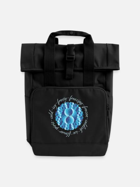 Icy Spirit patten - Roll Top Backpack with Two Handles - black