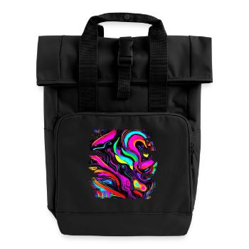 Neon Farben Bunt Kreativ Style Glow - Rolltop Rucksack mit zwei Griffen - Schwarz - Vorne