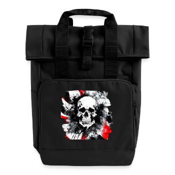 Totenkopf Trash Polka Biker Kultur - Rolltop Rucksack mit zwei Griffen - Schwarz - Vorne