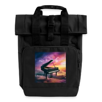 Traumhafter Konzertflügel im Wolkenhimmel - Rolltop Rucksack mit zwei Griffen - Schwarz - Vorne