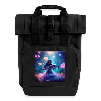 Magical underwater world with violinist - Roll Top Backpack with Two Handles - black - Front
