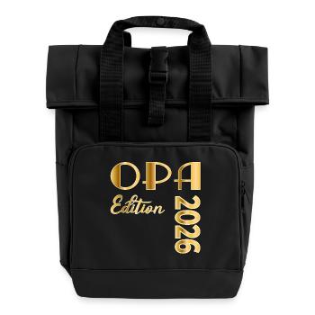 Schriftzug OPA 2026 - Rolltop Rucksack mit zwei Griffen - Schwarz - Vorne