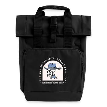 Introvert dad funny antisocial dads dark western - Roll Top Backpack with Two Handles - black - Front