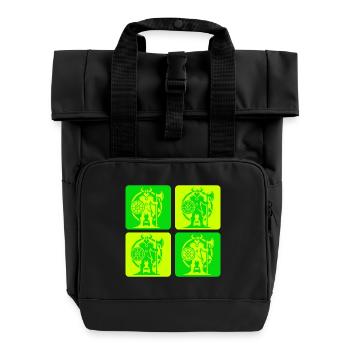 Norse Viking Silhouette - Roll Top Backpack with Two Handles - black - Front