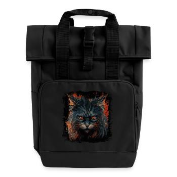 Le chat est de mauvaise humeur - Sac à dos Roll Top à deux anses - noir - Devant