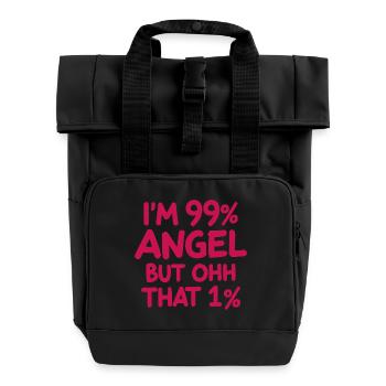 Engel Engelchen Prozent Spruch - Rolltop Rucksack mit zwei Griffen - Schwarz - Vorne