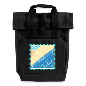 SWIMMING POOL SUMMER VACATION SUN - Roll Top Backpack with Two Handles - black - Front