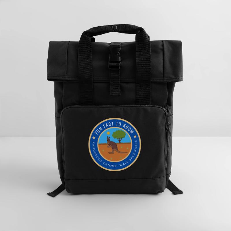 Kangaroos cannot walk backwards Roll Top Backpack with Two Handles