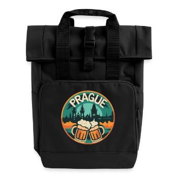 Prag Bier Skyline – Tschechien Souvenir Junggesell - Rolltop Rucksack mit zwei Griffen - Schwarz - Vorne