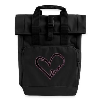 Love Heart (Black Glow) - Roll Top Backpack with Two Handles - black - Front