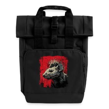 Punkrock Ratte - Rolltop Rucksack mit zwei Griffen - Schwarz - Vorne