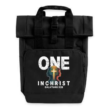 Faith in the Light Jesus Cross Silhouette - Roll Top Backpack with Two Handles - black - Front