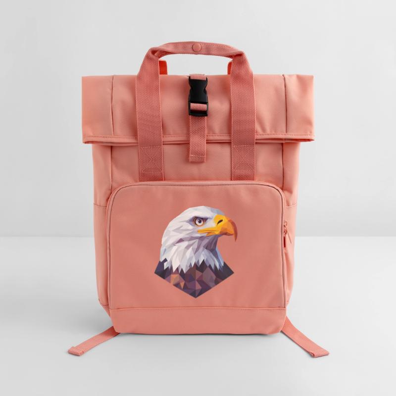 Conception du logo Low Poly de la tête d’aigle Sac à dos Roll Top à deux anses