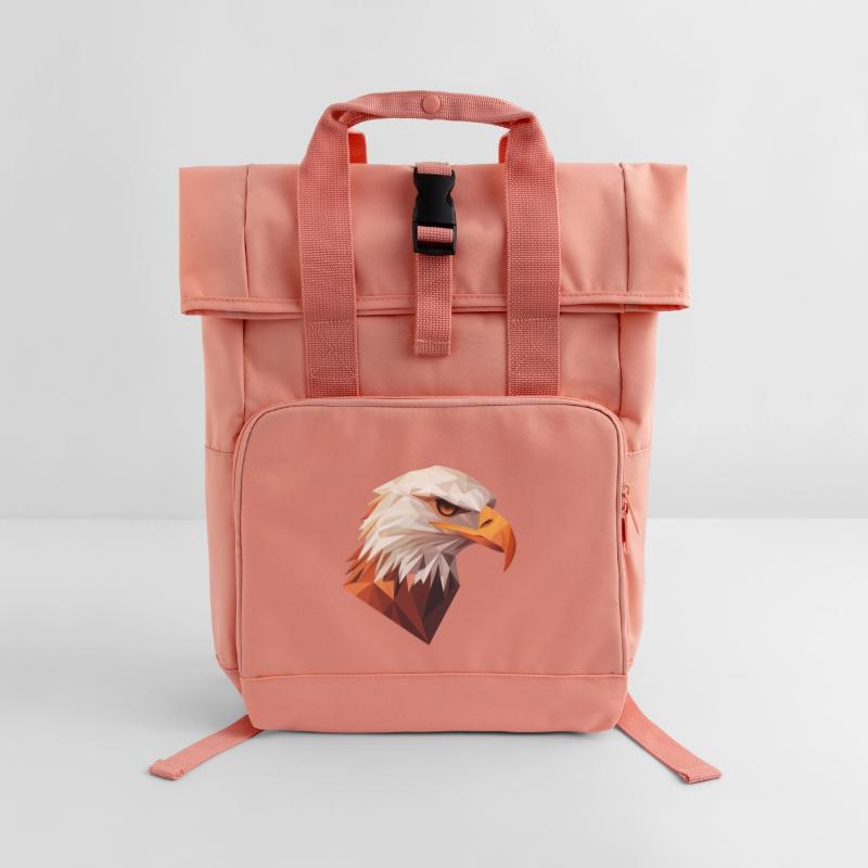 Conception de logo Eagle Head Low Poly Art Sac à dos Roll Top à deux anses