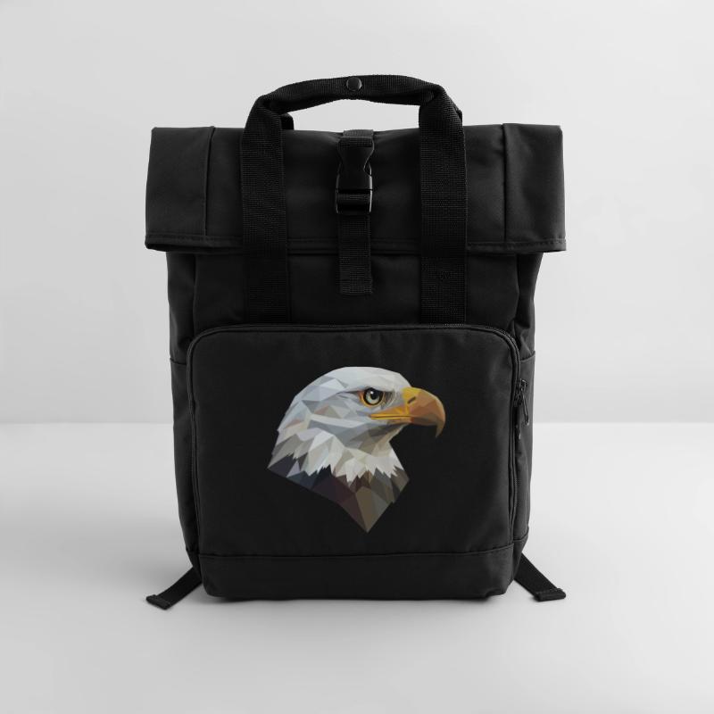 Conception de logo Eagle Head Low Poly Art Sac à dos Roll Top à deux anses