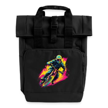 BMX Biker Steamwave - Rolltop Rucksack mit zwei Griffen - Schwarz - Vorne