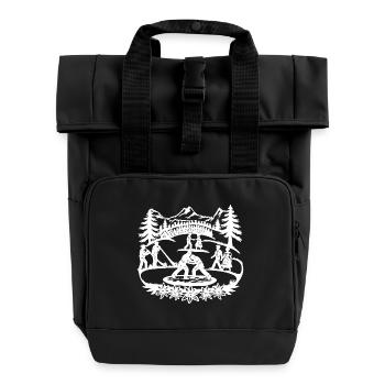 Schwingfest_1_white - Roll Top Backpack with Two Handles - black - Front
