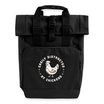 Poule poulet humour animaux de la ferme drôle - Sac à dos Roll Top à deux anses - noir - Devant