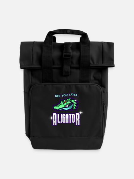 See You Later Aligator - Rolltop Rucksack mit zwei Griffen - Schwarz